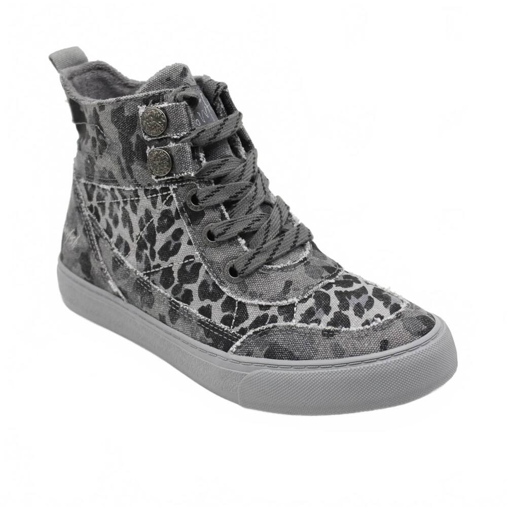 NEW BLOWFISH women's upland high top sneakers in dark gray peppercorn camo smoke